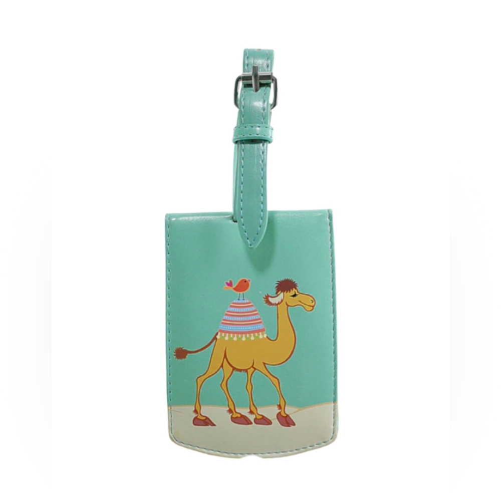 Shagwear Luggage Tag Premium Vegan Camel Pattern Light Teal New